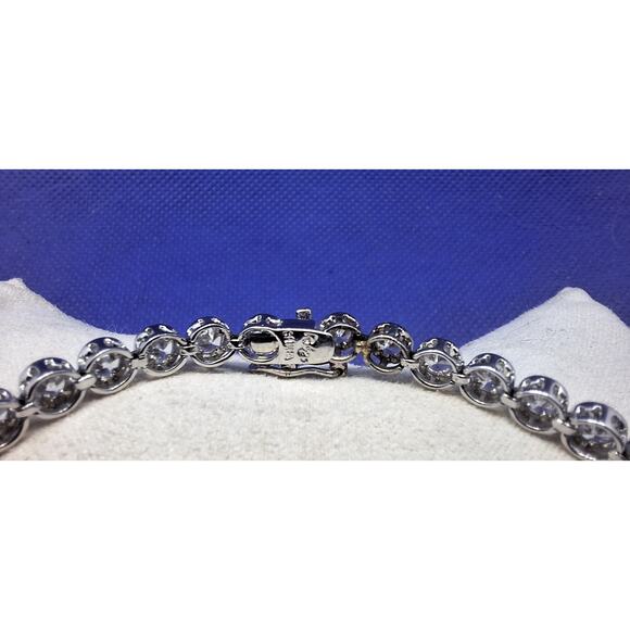 925 Silver Bezel-Set Cubic Zirconia Tennis Bracelet- 7" Excellent! - Picture 4 of 8